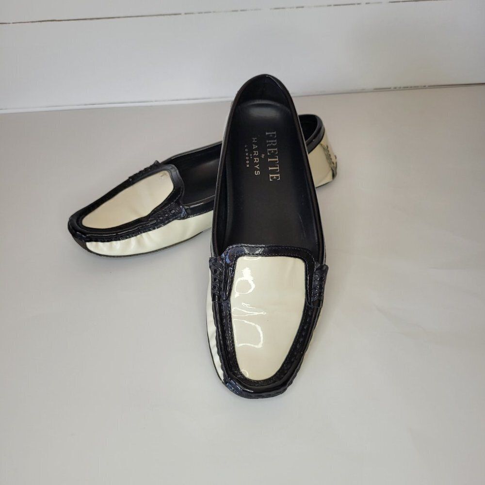 Frette Two-Tone Black and Cream Loafers